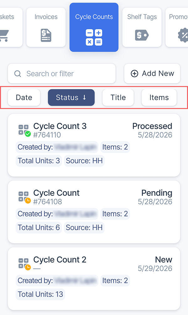 Managing Cycle Count Tickets