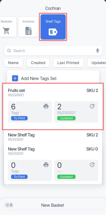 Configuring Printing Settings for Shelf Tags